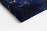 Side-profile figure with gold paint splatter on deep royal blue, bold art deco digital art canvas for living room