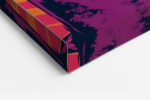 Woman's close-up pop art portrait in amber, magenta and teal, bold halftone illustration canvas for living room