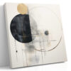 Bold dark circle and gold ellipse abstract geometric wall art canvas for living room and home office