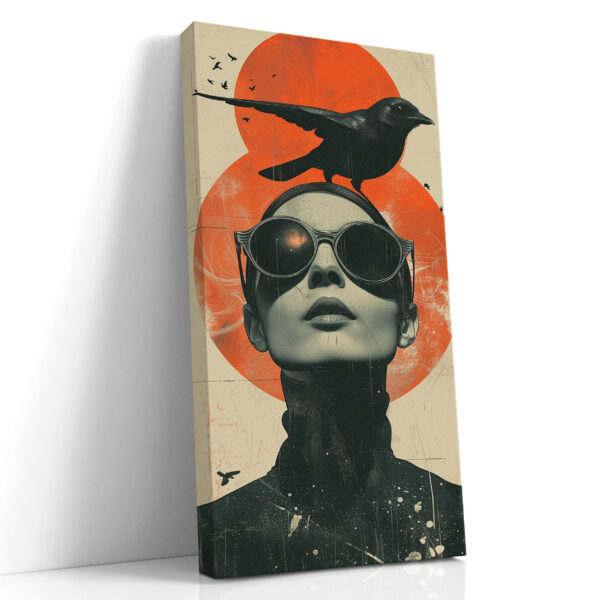 Crow & Crimson Sun Portrait Canvas Print