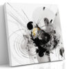 Abstract ink swirls and radiating lines in black, grey, and amber gold on white u2014 bold contemporary wall art canvas