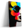 Side-profile face with glossy jewel-toned spheres in vivid yellow, cyan, red and orange u2014 bold digital art canvas print