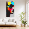 Side-profile face with glossy jewel-toned spheres in vivid yellow, cyan, red and orange u2014 bold digital art canvas print