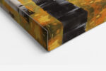 Birch tree trunks in golden amber and off-white impasto oil painting, autumn forest wall art canvas for living room