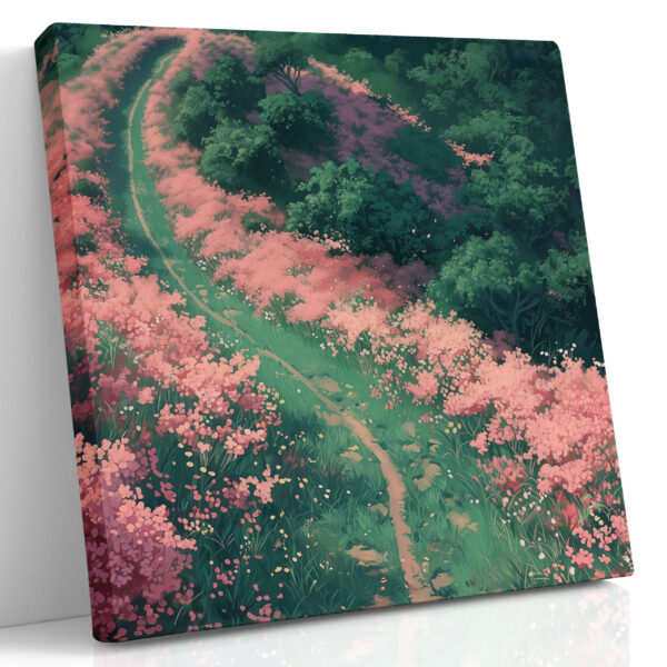 Impressão em Tela Aerial Blossom Path - Paisagem Floral