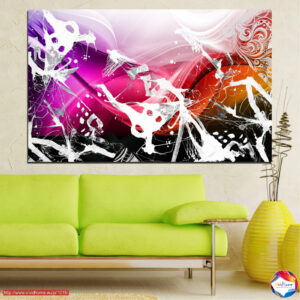 Abstrakte Pinselstrich-Leinwand in Creme und Anthrazit