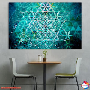 Flower of Life Turquoise Mandala Canvas Print