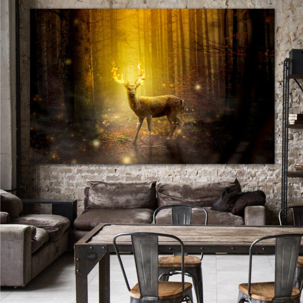 Zeltains mežs ar brieža audekla prints