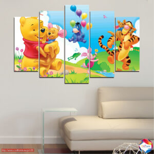 Vinijs Pūks un Cūciņš draudzības 5 paneļu audekla prints