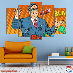 Lienzo Pop Art Gráfico Cómic en 5 Paneles