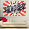 This canvas features the word SUCCESS rendered in bold pop art typography with retro graphic styling and bright, high-contrast colors