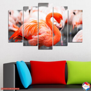 Flamingo Flock ötpaneles vászonnyomat