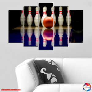 Bowling Ball and Pins Reflection 5-Piece Canvas Print