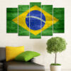Five vertical panels display the Brazilian flag emblem with the Ordem e Progresso motto