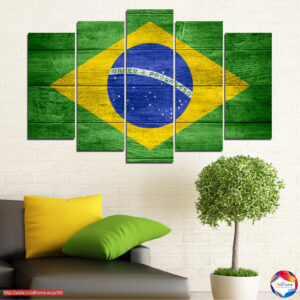 Brazilská vlajka 5dílná sada plátěných tisků
