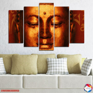 Arany Buddha portré 5 részes vászonnyomat
