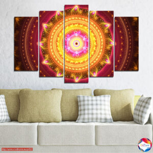 Buddha Symbol Abstraktion 5-Delt Lærredstryk