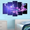 Five connected panels show butterflies against a glittering night sky scattered with stars