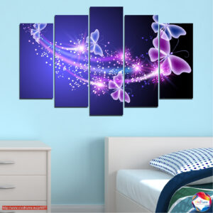 Butterfly Glitter Sky 5-paneeliga kanvaasprint