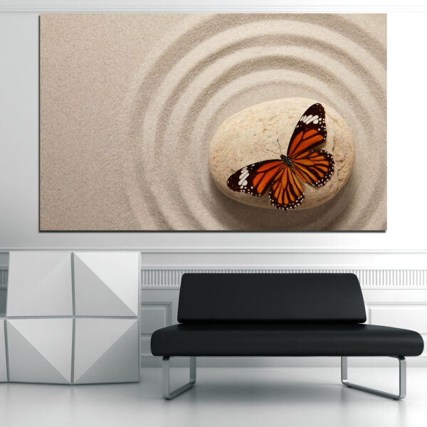 Zen drugelis ant smėlio canvas spausdinys