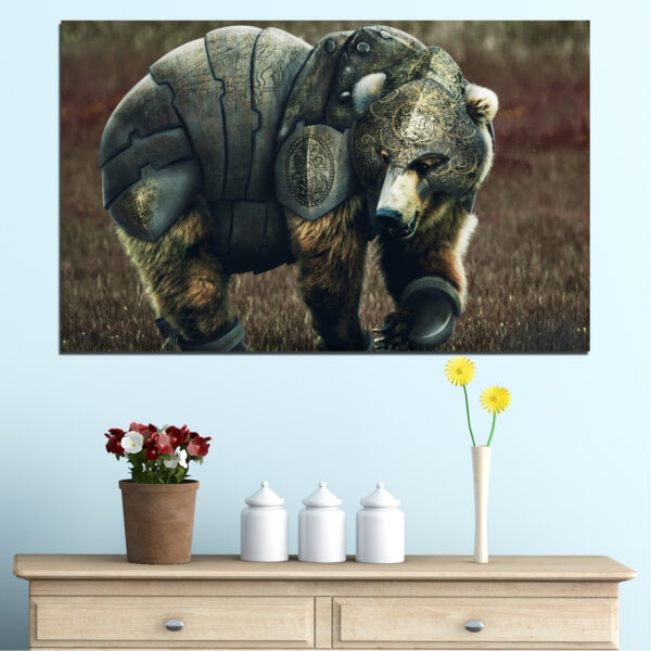 Strijdersbeer in Harnas Canvas Print