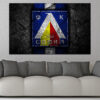 This canvas shows the Levski Sofia stadium in the club's signature blue and white