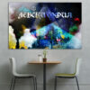 This canvas print shows Levski Sofia's stadium under night lighting, dominated by deep blues and bright whites