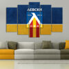 Five-panel canvas set showing Levski Sofia's stadium in the club's signature blue and white