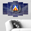 Five connected canvas panels show Levski Sofia's stadium from an elevated view
