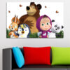 This canvas print shows Masha and the Bear, the popular animated characters, in bright cheerful colors