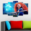 Conjunto de lienzo de cinco paneles que muestra a Merida de Disney Brave con sus rizos rojos característicos y arco