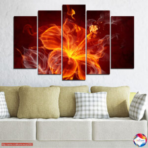 Abstrakte Feuerrose Leinwanddruck – 5er-Set