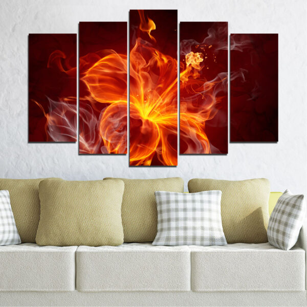Abstract Fire Rose Canvas Print - 5 Panel Set