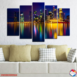 Sanhostas Sandjego nakts skyline 5 panelu audekla prints