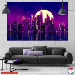 Surreāla Vaporwave pilsēta 5 paneļu audekla prints