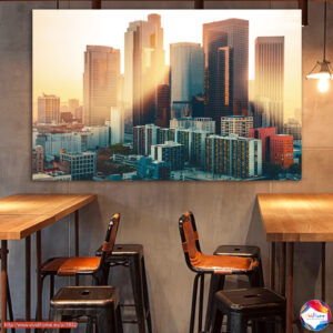 Modern Cityscape at Sunrise 5-Piece Canvas Print