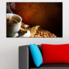 A coffee cup rendered in warm browns and cream against a neutral backdrop