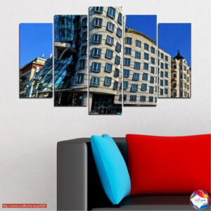 Dancing House Praag 5-delige Canvas Print Set