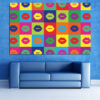 Lábios gráficos ousados em estilo pop art com cores de alto contraste