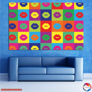 Pop Art Χείλη Canvas Print σε Τολμηρά Χρώματα