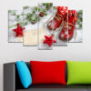 This five-piece canvas print set arrives ready to hang as a coordinated wall installation