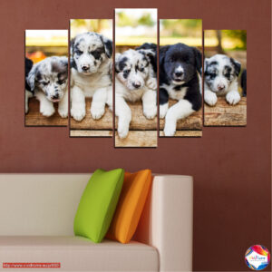 Rotaļīgs Kucēna Portrets 5 Paneļu Audekla Prints