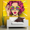 A bold WOW speech bubble rendered in classic pop art style with halftone dot patterns and graphic lettering