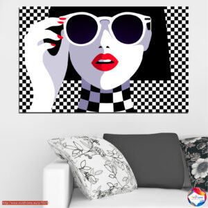 Πορτρέτο Pop Art με Κόκκινα Χείλη σε Καμβά