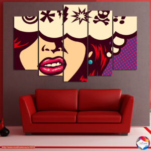 Lienzo Pop Art Burbujas de Cómic 5 Piezas