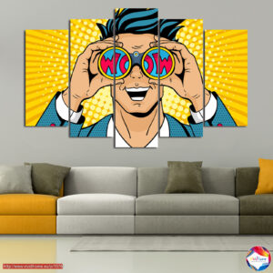 Lienzo Pop Art WOW Burbuja de Cómic 5 Paneles