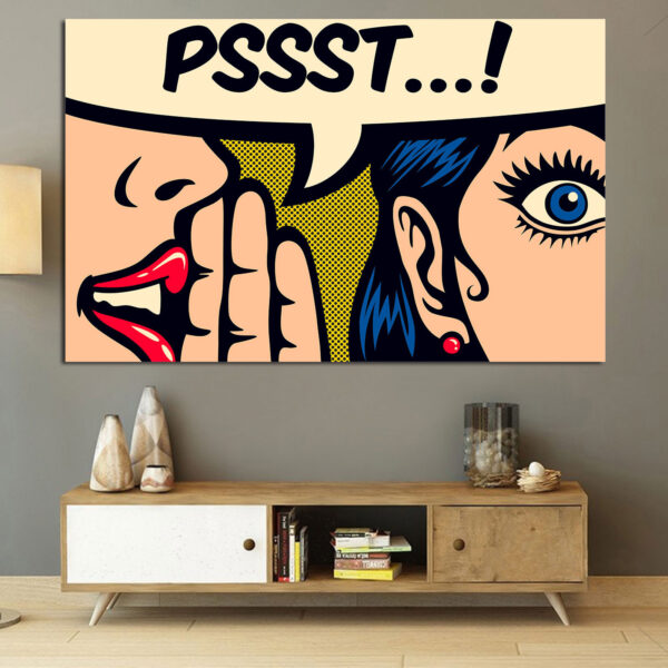 Pop Art PSSST! Komiksu burbuļa auduma prints