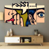 A bold pop art graphic featuring the word "PSSST!" in comic book style lettering