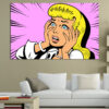 A pop art graphic composition with bold colors and clean lines