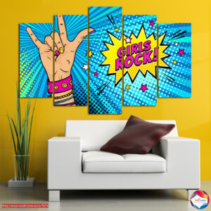 Girls Rock Pop Art Lienzo 5 Piezas